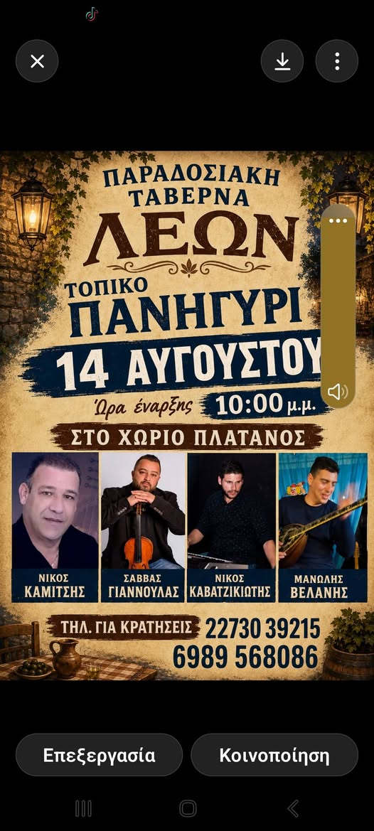Τοπικό Πανηγύρι στην Ταβέρνα Λέων — Πλάτανος